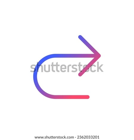 Repeat pixel perfect gradient linear ui icon. Redo action. Digital program navigation. Move to next step. Line color user interface symbol. Modern style pictogram. Vector isolated outline illustration