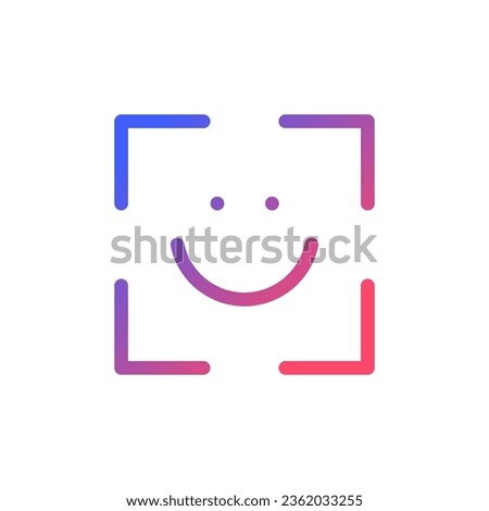 Face identification pixel perfect gradient linear ui icon. Portrait mode. Repair picture. Photo editor. Line color user interface symbol. Modern style pictogram. Vector isolated outline illustration