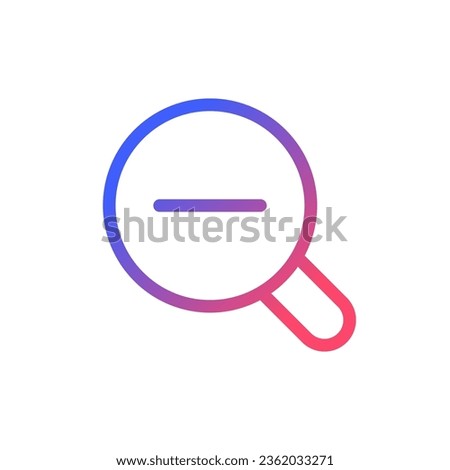 Magnifier and minus pixel perfect gradient linear ui icon. Image downsizing. Navigation. Photo editor. Line color user interface symbol. Modern style pictogram. Vector isolated outline illustration