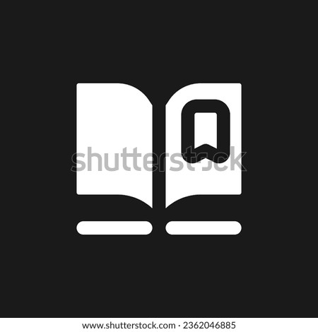 Reading e book dark mode glyph ui icon. Digital library. Education. User interface design. White silhouette symbol on black space. Solid pictogram for web, mobile. Vector isolated illustration