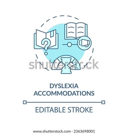 2D editable blue icon dyslexia accomodations concept, simple isolated vector, dyslexia thin line illustration.