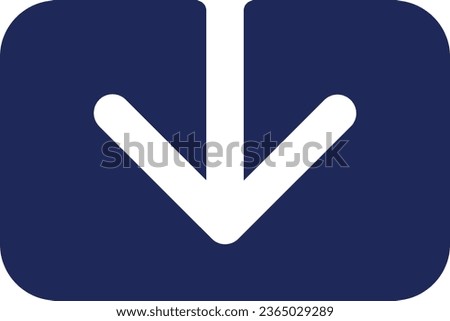 Download black glyph ui icon. Down arrow. Save digital file. Copy into computer. User interface design. Silhouette symbol on white space. Solid pictogram for web, mobile. Isolated vector illustration