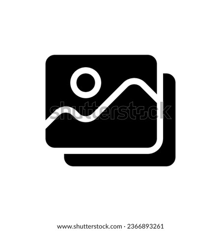 Set of pictures black glyph ui icon. Photo library. Simple filled line element. User interface design. Silhouette symbol on white space. Solid pictogram for web, mobile. Isolated vector illustration