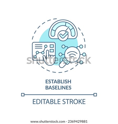 2D editable blue icon establish baselines concept, isolated vector, predictive maintenance thin line monochromatic illustration.