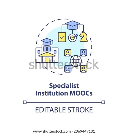 2D editable multicolor icon specialist institution MOOCs concept, simple isolated vector, MOOC thin line illustration.