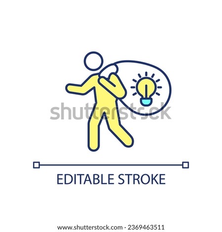 Ideas thief RGB color icon. Copyright infringement. Steal business secrets. Plagiarism in entrepreneurship. Isolated vector illustration. Simple filled line drawing. Editable stroke. Arial font used