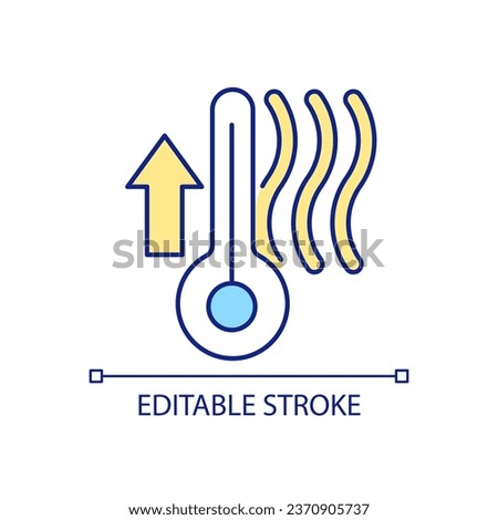 High up temperature RGB color icon. Keep house warm during winter. Saving heat energy. Climate control. Isolated vector illustration. Simple filled line drawing. Editable stroke. Arial font used
