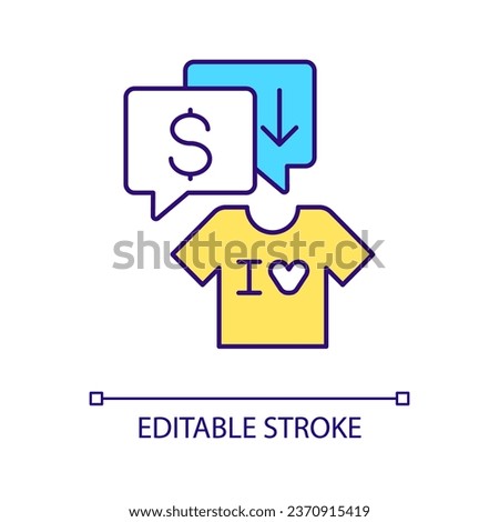 Bargaining with seller RGB color icon. Lowering item price. Negotiation skills. Haggle during travel. Isolated vector illustration. Simple filled line drawing. Editable stroke. Arial font used