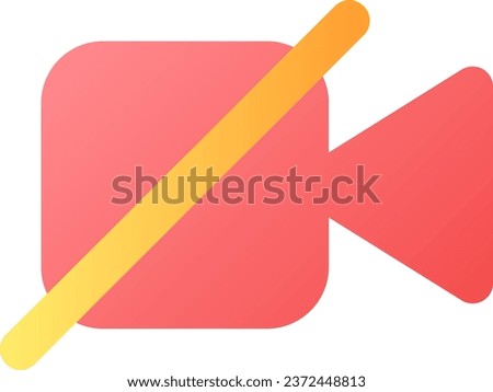 Turn off camera pixel perfect flat gradient color ui icon. Calling via messenger. Videotelephony. Simple filled pictogram. GUI, UX design for mobile application. Vector isolated RGB illustration