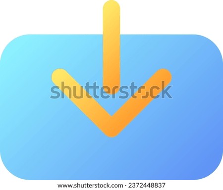 Download pixel perfect flat gradient color ui icon. Down arrow. Save digital file. Copy into computer. Simple filled pictogram. GUI, UX design for mobile application. Vector isolated RGB illustration