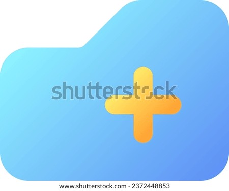 Add to folder pixel perfect flat gradient color ui icon. Upload digital data. Computer storage. Simple filled pictogram. GUI, UX design for mobile application. Vector isolated RGB illustration