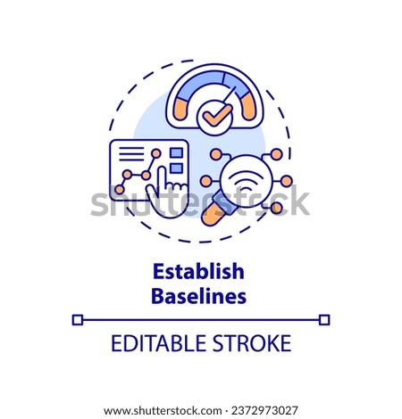 2D editable multicolor icon establish baselines concept, simple isolated vector, predictive maintenance thin line illustration.