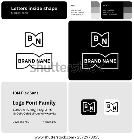 Medical clinic monochrome logo with brand name. Brand name icon. Design element. Visual identity. Template with IBM plex sans font. Suitable for healthcare, medical facility and hospital.