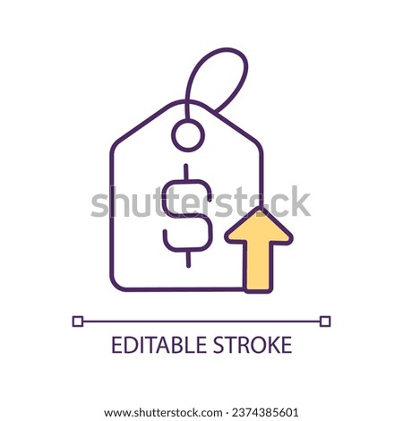 Inflation RGB color icon. Product prices rising. Consumption costs increasing. Financial crisis. Isolated vector illustration. Simple filled line drawing. Editable stroke. Arial font used