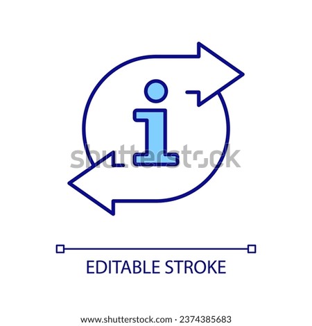Information exchange RGB color icon. Spreading ideas. Sharing insights. Business communication. Networking. Isolated vector illustration. Simple filled line drawing. Editable stroke. Arial font used