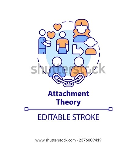 2D editable thin line icon attachment theory concept, isolated vector, multicolor illustration representing codependent relationship.