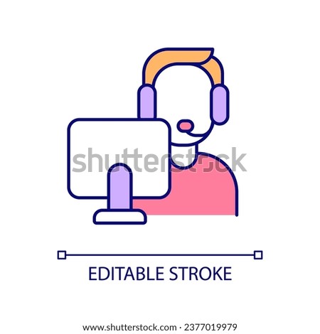 Live streamer RGB color icon. Esports player. Playing online game. Video tournament commentator. Isolated vector illustration. Simple filled line drawing. Editable stroke. Arial font used