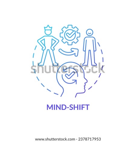 Mind shift blue gradient concept icon. Personal development. Overcoming obstacles. Removing hidden block tip abstract idea thin line illustration. Isolated outline drawing. Myriad Pro-Bold font used