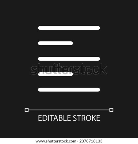 Text pixel perfect white linear ui icon for dark theme. Full document translation. Information. Vector line pictogram. Isolated user interface symbol for night mode. Editable stroke. Arial font used