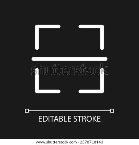 Image translation pixel perfect white linear ui icon for dark theme. Text recognition feature. Vector line pictogram. Isolated user interface symbol for night mode. Editable stroke. Arial font used