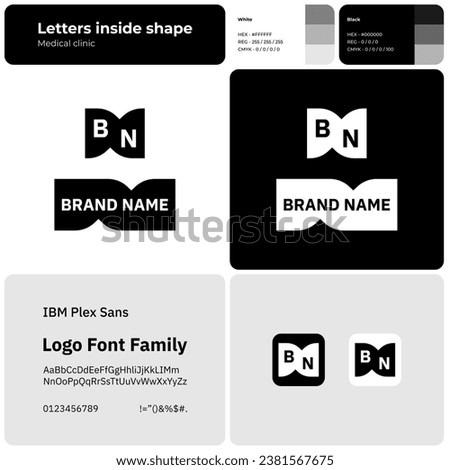 Medical clinic monochromatic simple logo with brand name. Brand name icon. Design element. Template with IBM plex sans font. Suitable for healthcare, medical facility and hospital.