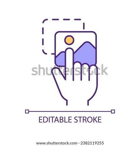 Editing photo RGB color icon. Image editor tool. Cut and insert. Website content. Application for computer, smartphone. Isolated vector illustration. Simple filled line drawing. Editable stroke