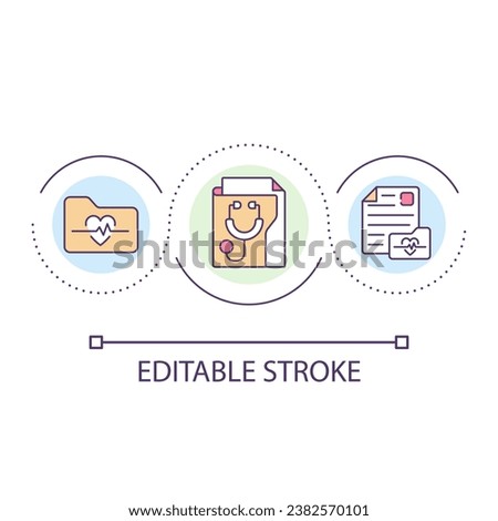 Patient medical history loop concept icon. Anamnesis. Information record. Previous conditions abstract idea thin line illustration. Isolated outline drawing. Editable stroke. Arial font used