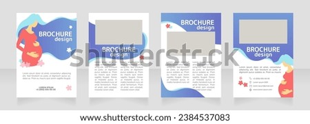 Mother and child health blank brochure design. Template set with copy space for text. Premade corporate reports collection. Editable 4 paper pages. Rounded Mplus 1c Bold, Nunito Light fonts used