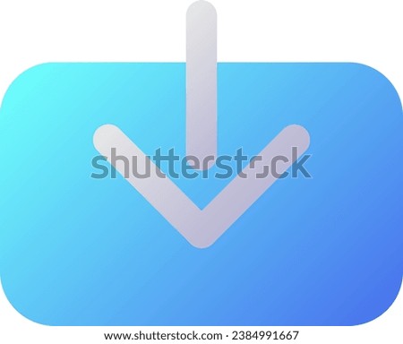 Download pixel perfect flat gradient two-color ui icon. Down arrow. Save file. Copy into computer. Simple filled pictogram. GUI, UX design for mobile application. Vector isolated RGB illustration