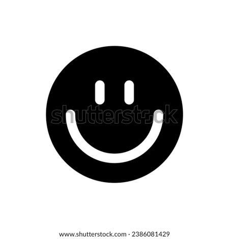 Smiling emoji black glyph ui icon. Feelings expression. Positive mood. User interface design. Silhouette symbol on white space. Solid pictogram for web, mobile. Isolated vector illustration