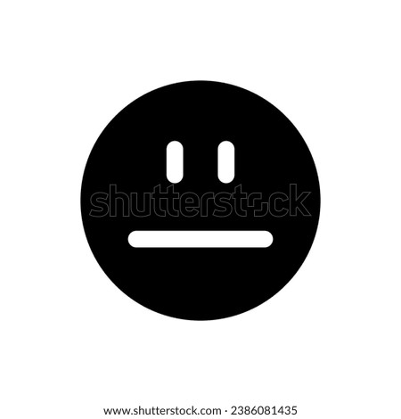Neutral emoji black glyph ui icon. Emotional expression. Customer feedback. User interface design. Silhouette symbol on white space. Solid pictogram for web, mobile. Isolated vector illustration