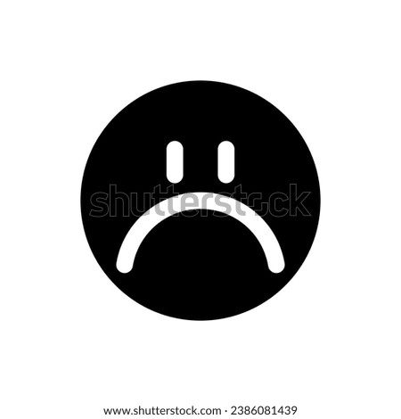 Sad emoji black glyph ui icon. Feelings expression. Unsatisfied client. User interface design. Silhouette symbol on white space. Solid pictogram for web, mobile. Isolated vector illustration