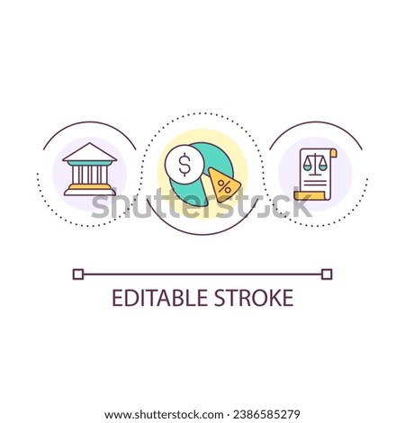 Law regulation of taxation loop concept icon. Regular withhold form profit. Financial operations abstract idea thin line illustration. Isolated outline drawing. Editable stroke. Arial font used