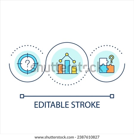 Solve problem loop concept icon. Decrease statistics. Low performance. Identify issues abstract idea thin line illustration. Isolated outline drawing. Editable stroke. Arial font used