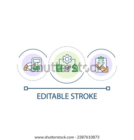 Business strategy issue loop concept icon. Unproductive management system. Decrease revenue abstract idea thin line illustration. Isolated outline drawing. Editable stroke. Arial font used