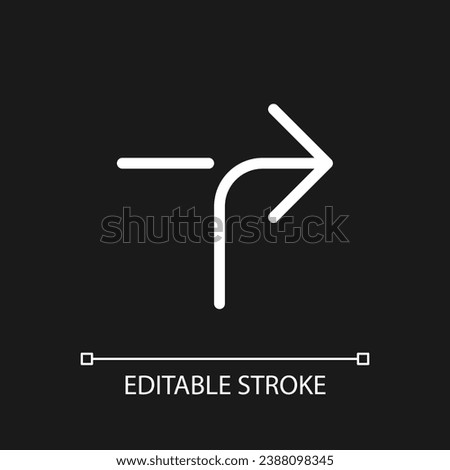 Right horizontal alignment sign pixel perfect white linear ui icon for dark theme. Finding route. Vector line pictogram. Isolated user interface symbol for night mode. Editable stroke. Arial font used