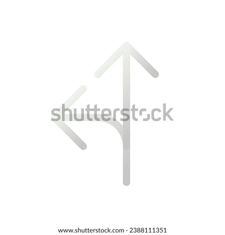 Straight and turn left traffic sign flat gradient two-color ui icon. Reach destination. Driving car. Simple filled pictogram. GUI, UX design for mobile application. Vector isolated RGB illustration
