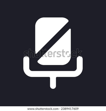 Turn off microphone dark mode glyph ui icon. Do not record. Mute mic. User interface design. White silhouette symbol on black space. Solid pictogram for web, mobile. Vector isolated illustration