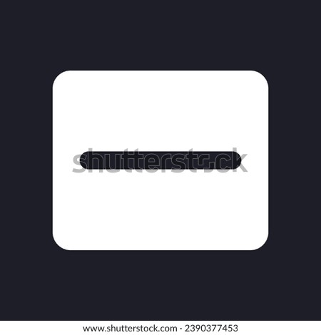Minus dark mode glyph ui icon. Delete from chat. Subtraction sign. User interface design. White silhouette symbol on black space. Solid pictogram for web, mobile. Vector isolated illustration