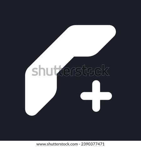 Add new contact dark mode glyph ui icon. Telephone receiver. User interface design. White silhouette symbol on black space. Solid pictogram for web, mobile. Vector isolated illustration
