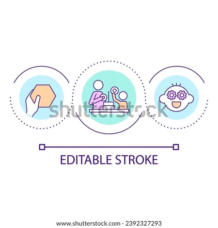 Motor skills development loop concept icon. Child education. Sensory game for kids. Assistance abstract idea thin line illustration. Isolated outline drawing. Editable stroke