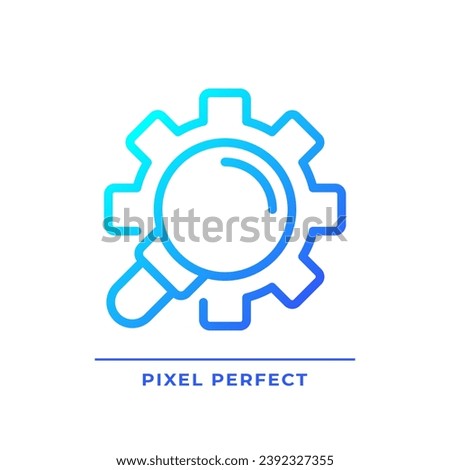 Extended search pixel perfect gradient linear vector icon. Search engine inquiry customization. Filtered responses. Thin line color symbol. Modern style pictogram. Vector isolated outline drawing