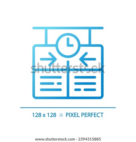 Timetable pixel perfect gradient linear vector icon. Arrival departure board. Passenger information system. Thin line color symbol. Modern style pictogram. Vector isolated outline drawing
