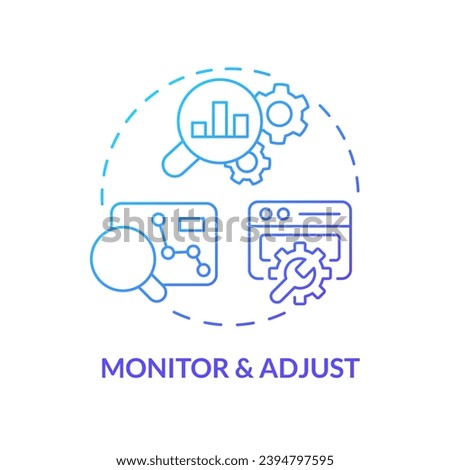 Monitor and adjust blue gradient concept icon. Marketing analysis. Data analytics. Content strategy. Track performance abstract idea thin line illustration. Isolated outline drawing