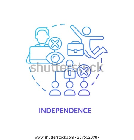 Independence blue gradient concept icon. Freedom of choice. Self motivation. No control. Job change. Digital nomad. Independent worker abstract idea thin line illustration. Isolated outline drawing