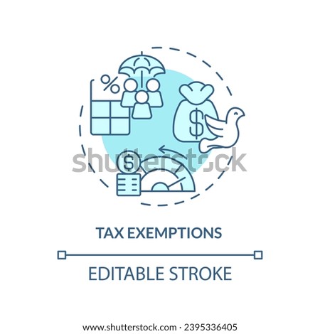 Tax exemptions soft blue concept icon. Exclude income from taxation. Avoid paying taxes. Fiscal policy. Easy to use in article. Round shape line illustration. Abstract idea. Graphic design
