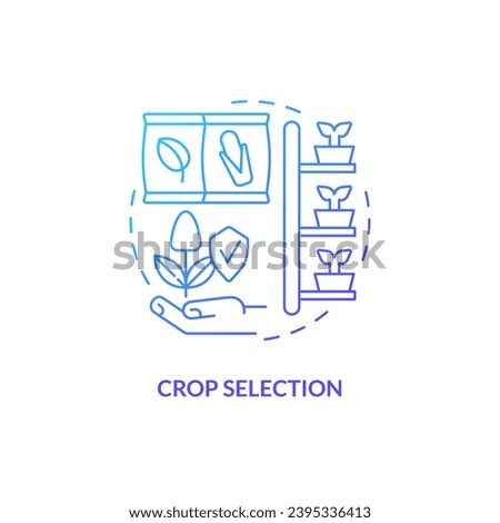 2D gradient crop selection icon representing vertical farming and hydroponics concept, isolated vector, thin line illustration.