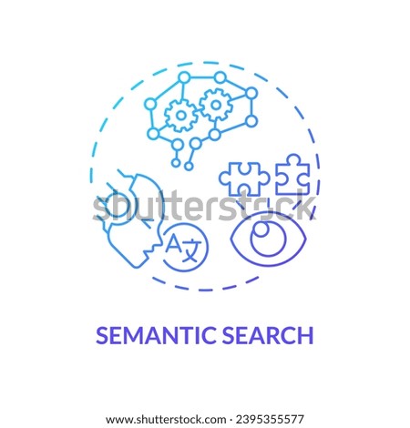 Gradient semantic search icon concept, isolated vector, AI for SEO thin line illustration.