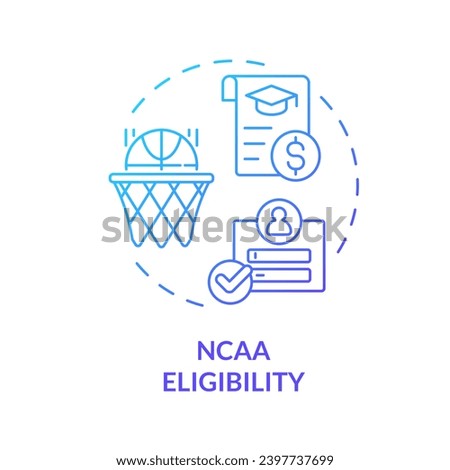 2D NCAA eligibility thin line gradient icon concept, isolated vector, illustration representing athletic scholarship.