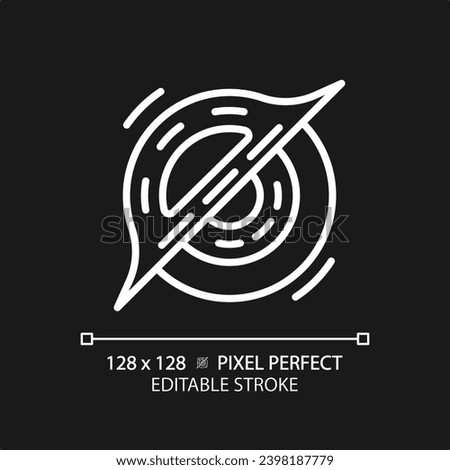 Black hole pixel perfect white linear icon for dark theme. Gravity well. Deep space. Cosmic mystery. Scientific discovery. Thin line illustration. Isolated symbol for night mode. Editable stroke